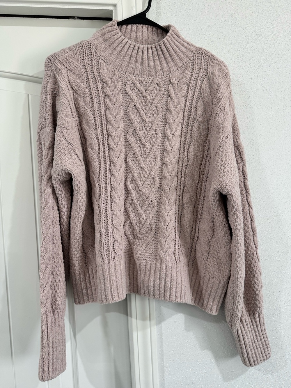 Olive & Oak Cable Knit Turtleneck Sweater - Light Blush